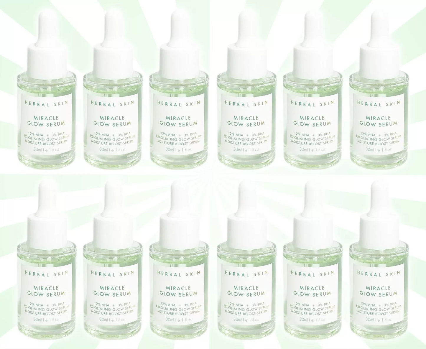 12 Miracle Glow Serum Moisture Anti-Aging Hydrating Wrinkles Fine Lines 1 OZ