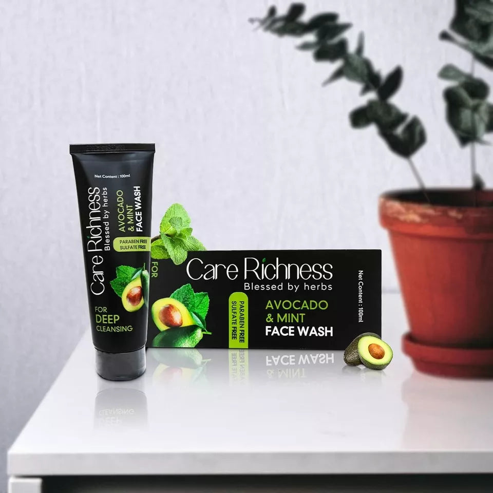 Care Richness Herbal Avocado & Mint Face Wash 100ml free shipping world wide