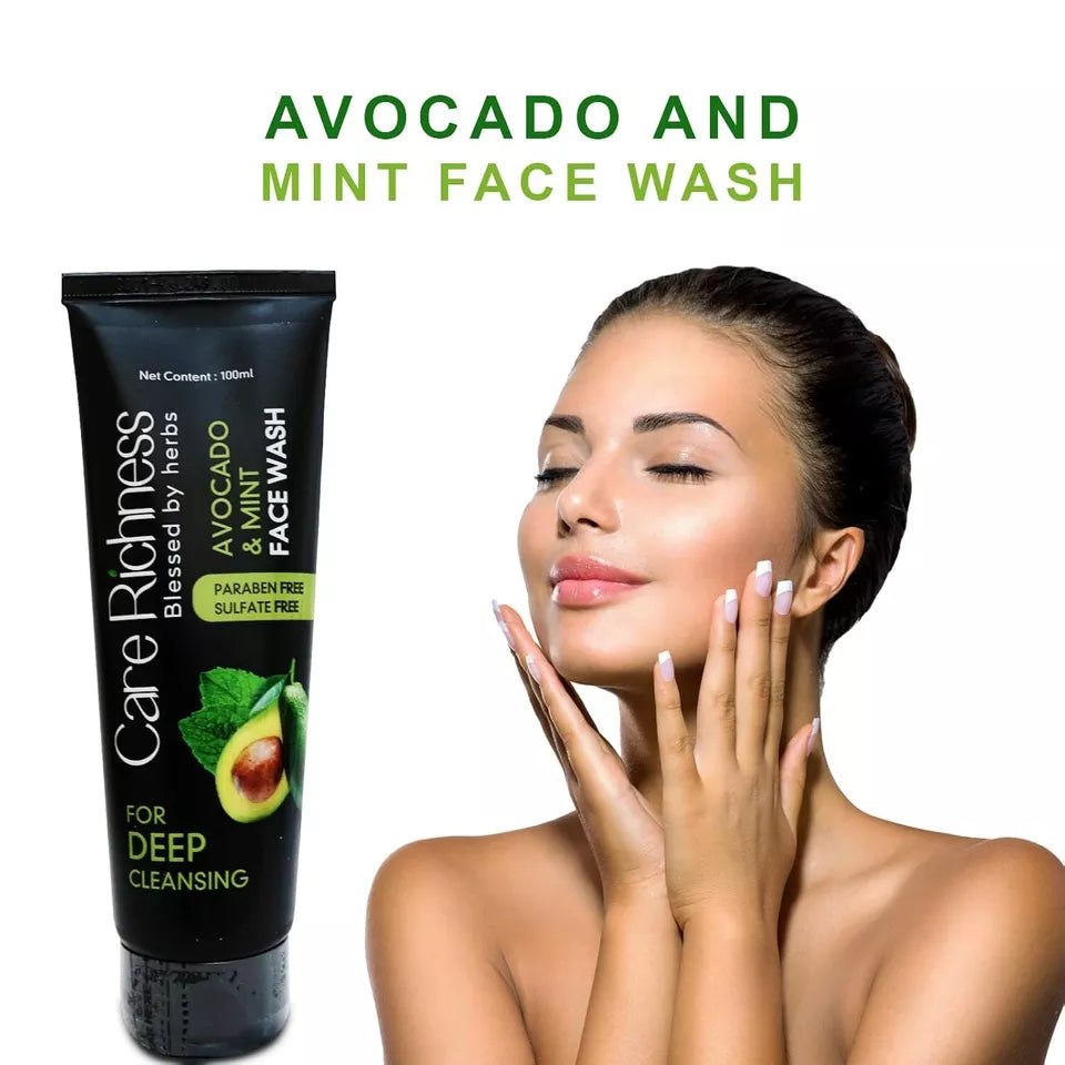 Care Richness Herbal Avocado & Mint Face Wash 100ml free shipping world wide