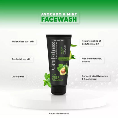 Care Richness Herbal Avocado & Mint Face Wash 100ml free shipping world wide